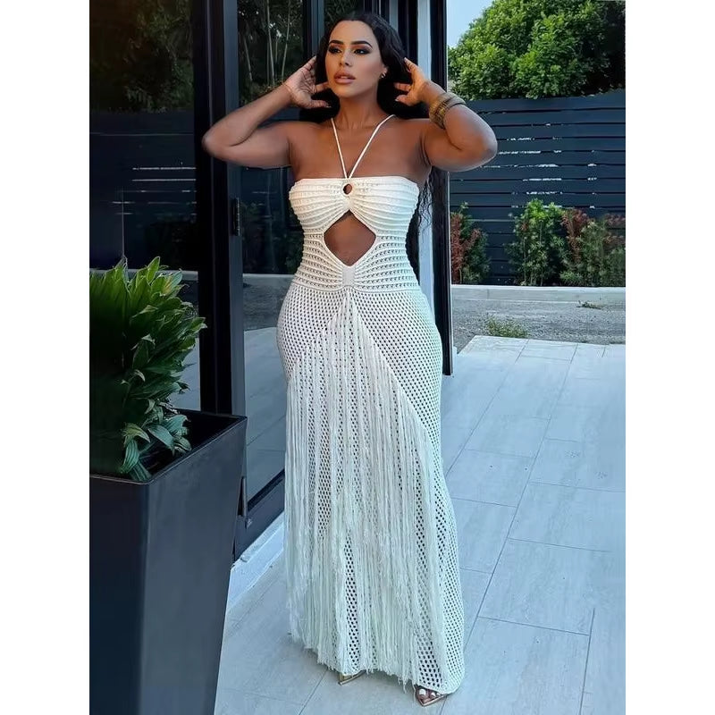 Women Contour Crochet Cut-Out Maxi Dress – Elegant Vacation Dress