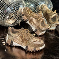 Women Contour Crystal Suede Sneakers – Luxury Casual Sport Shoes