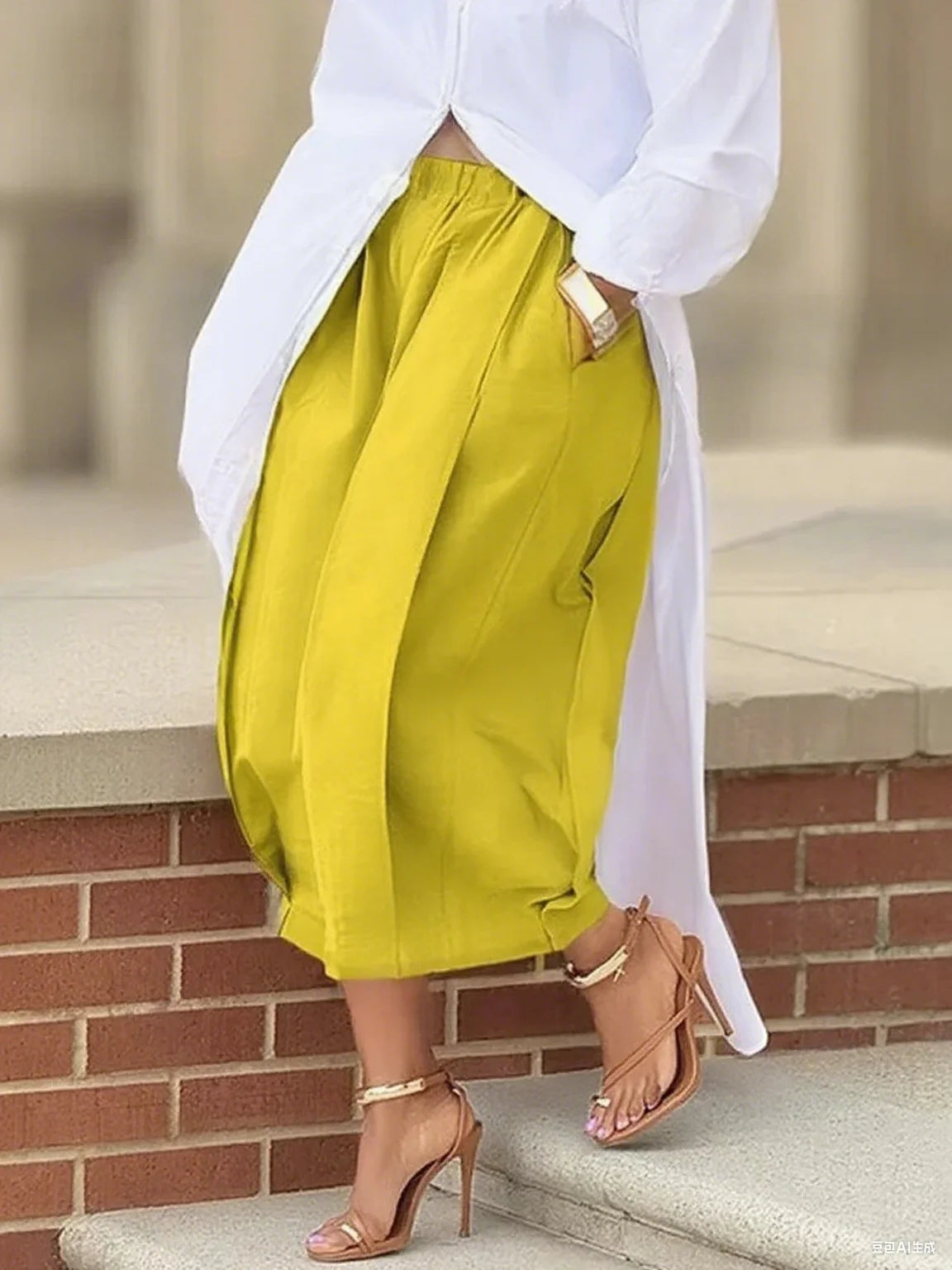 Women Contour Wide-Leg Cropped Pants – Elastic Waist Summer Trousers