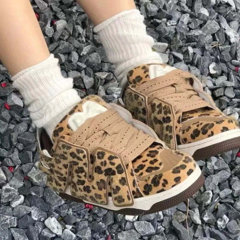 Women Contour Leopard Print Sneakers – Fashion Casual Shoes