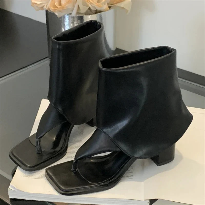Eilyken New Summer Clip Toe Square Low Heels Woman Boot Sandals Concise Party Dress Shoes Fashion Flip Flops Zapatos De Mujer