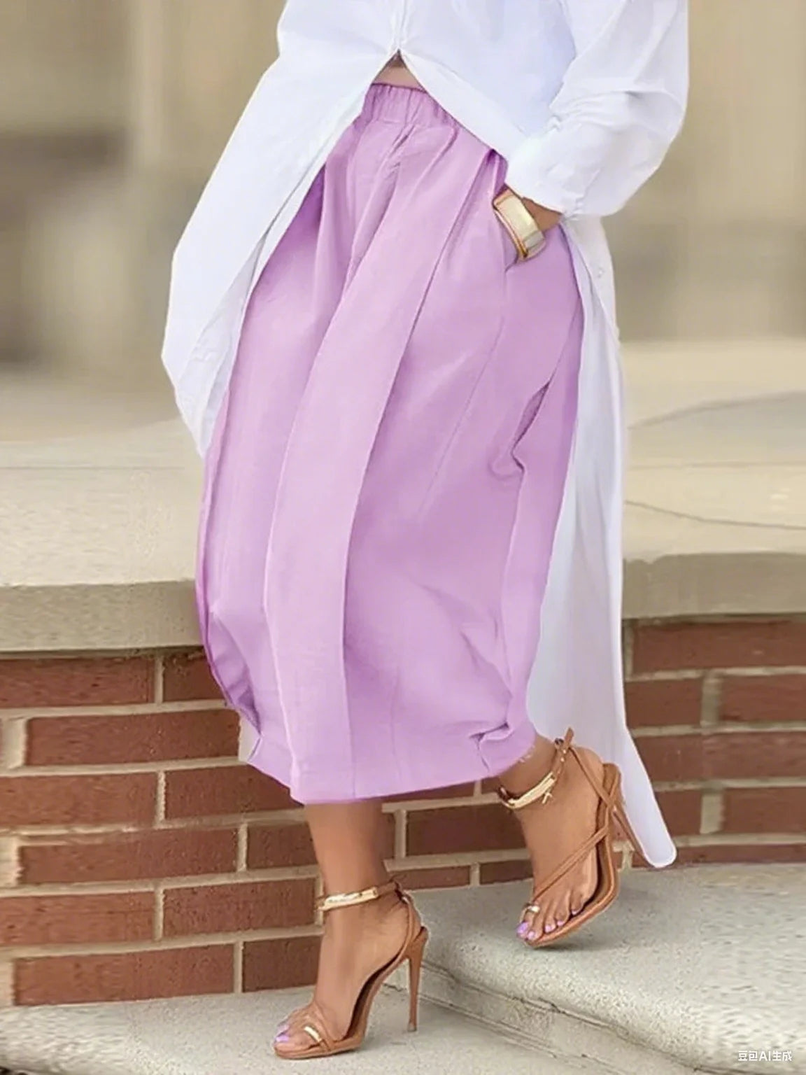 Women Contour Wide-Leg Cropped Pants – Elastic Waist Summer Trousers