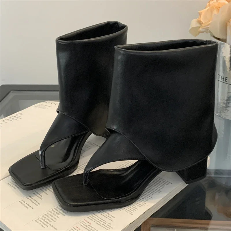 Eilyken New Summer Clip Toe Square Low Heels Woman Boot Sandals Concise Party Dress Shoes Fashion Flip Flops Zapatos De Mujer