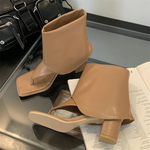 Eilyken New Summer Clip Toe Square Low Heels Woman Boot Sandals Concise Party Dress Shoes Fashion Flip Flops Zapatos De Mujer